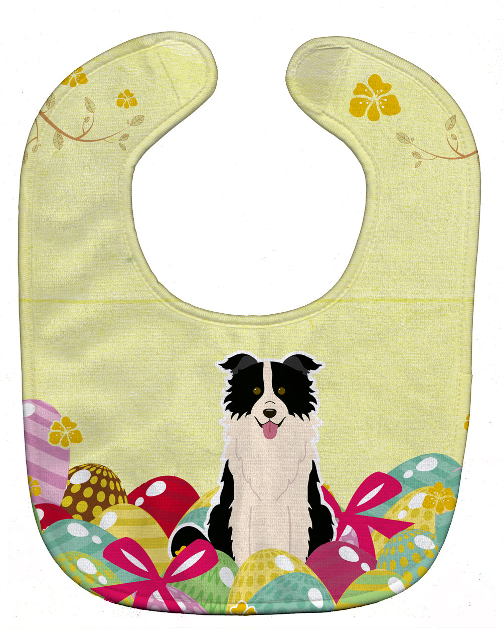 Easter Eggs Border Collie Black White Baby Bib Easy-Clean Baby Bib Baby Feeding Accessory Baby Mealtime Essential, 10 x 13, Multicolor
