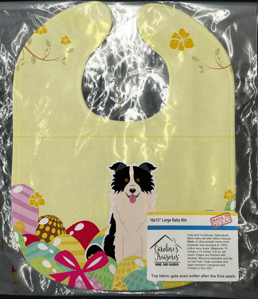Easter Eggs Border Collie Black White Baby Bib Easy-Clean Baby Bib Baby Feeding Accessory Baby Mealtime Essential, 10 x 13, Multicolor