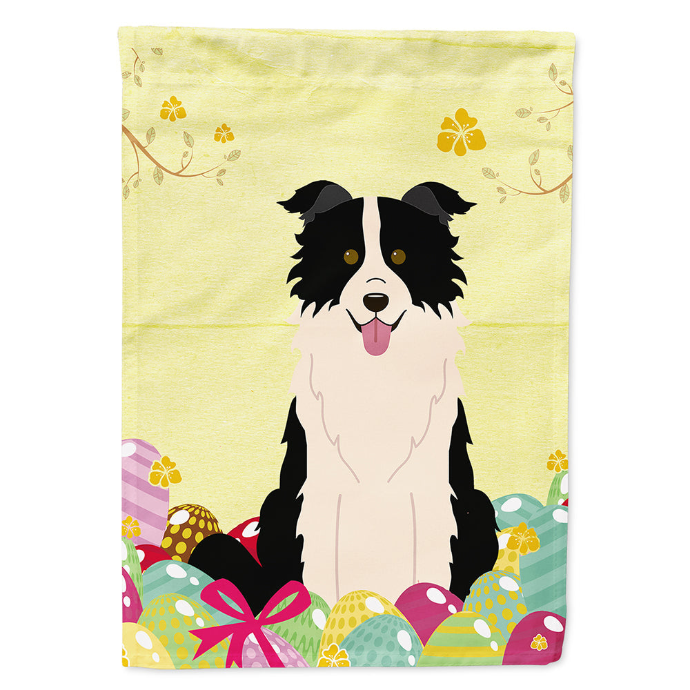 Easter Eggs Border Collie Black White House Flag 28x40 Porch Sleeve Pole Decorative Outside Yard Banner Artwork Wall Hanging, Polyester