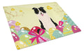Easter Eggs Border Collie Black White Cutting Board Tempered Glass Kitchen Cutting Surface, Heat Resistant Chopping, Non-Slip Feet, Food Prep & Serving