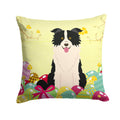 Easter Eggs Border Collie Black White Decorative Throw Pillow 14x14 Indoor Outdoor Accent Cushion, Fabric Cover with Insert for Sofa, Bed, Porch & Living Room
