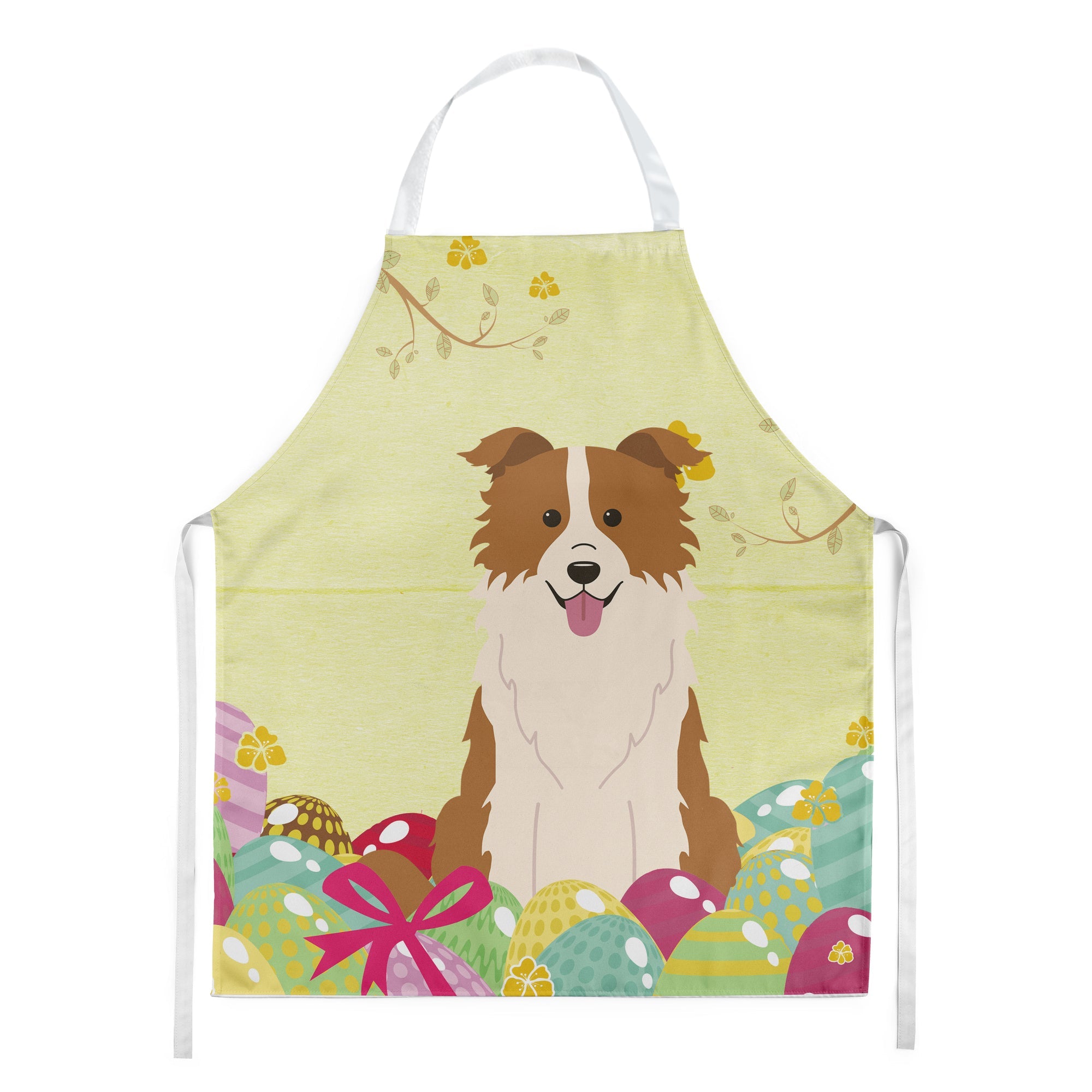 Easter Eggs Border Collie Red White Apron Cooking Kitchen Server Baking Crafts Gardening for Adult Women Men, Unisex, Large, Multicolor