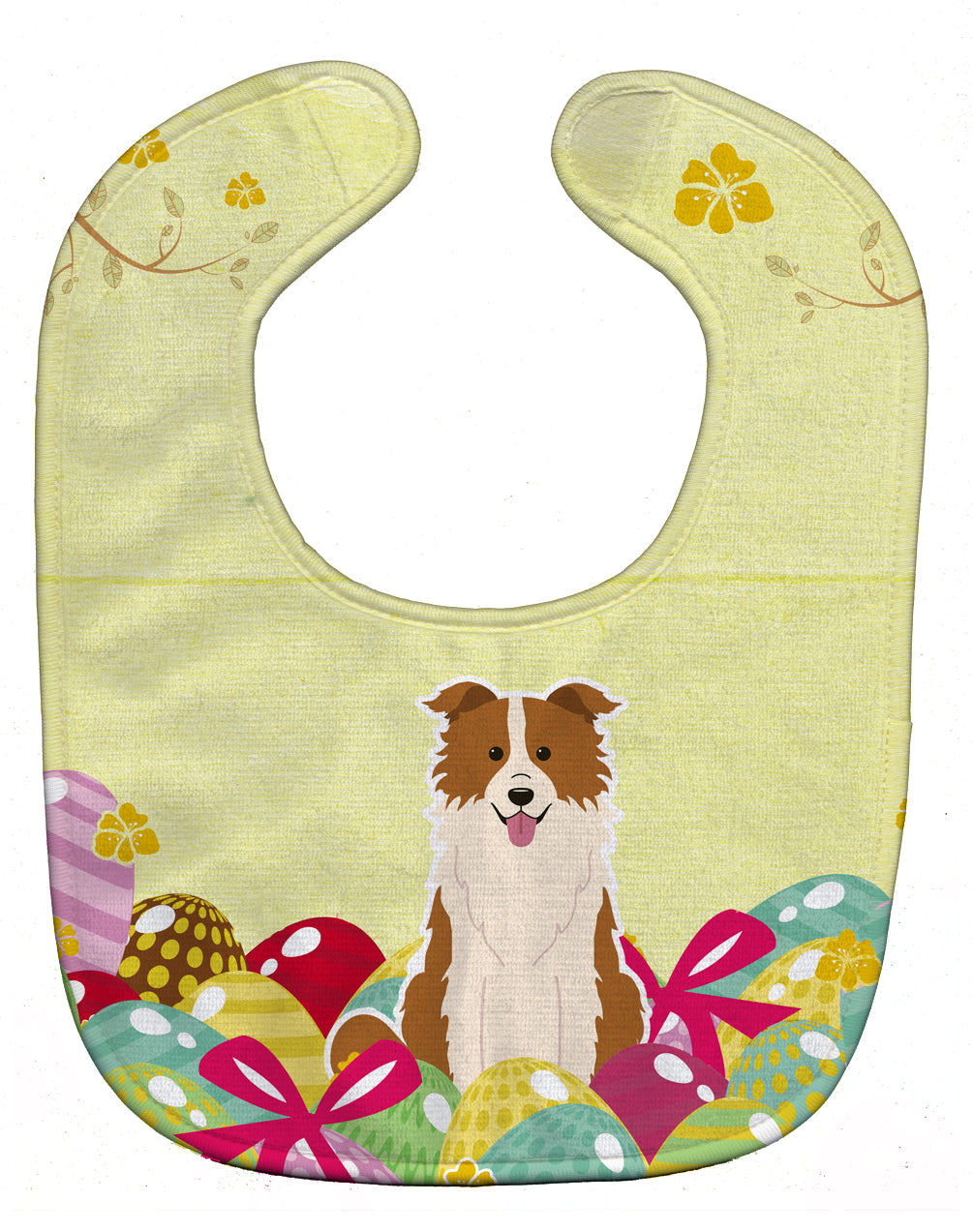 Easter Eggs Border Collie Red White Baby Bib Easy-Clean Baby Bib Baby Feeding Accessory Baby Mealtime Essential, 10 x 13, Multicolor