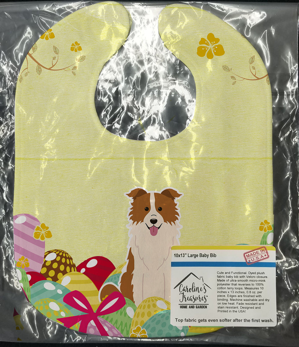 Easter Eggs Border Collie Red White Baby Bib Easy-Clean Baby Bib Baby Feeding Accessory Baby Mealtime Essential, 10 x 13, Multicolor