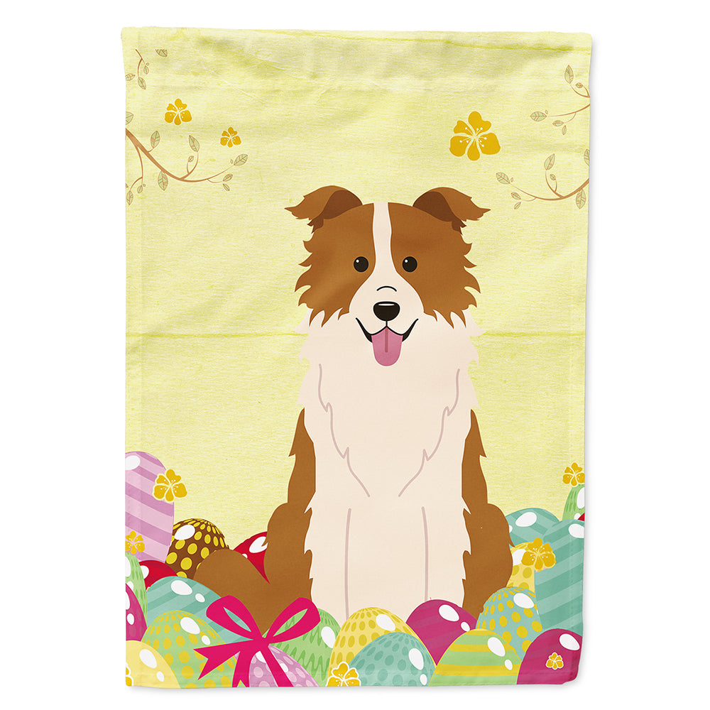 Easter Eggs Border Collie Red White House Flag 28x40 Porch Sleeve Pole Decorative Outside Yard Banner Artwork Wall Hanging, Polyester
