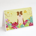 Easter Eggs Border Collie Red White Greeting Cards Pack of 8 Blank Cards with Envelopes Whimsical A7 Size 5x7