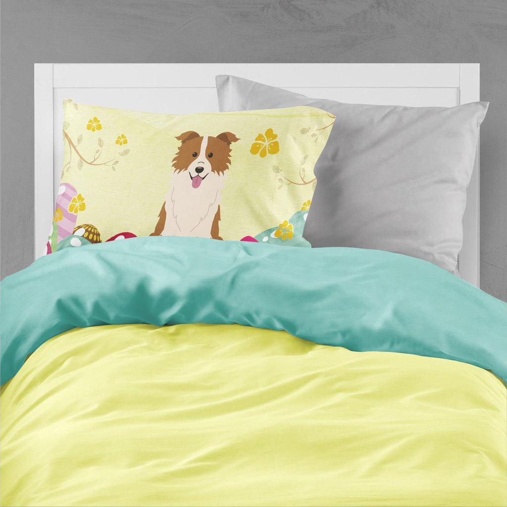 Easter Eggs Border Collie Red White Standard Pillowcase Lightweight Super Soft Easy Care Decorative Artwork Pillowcase, Standard