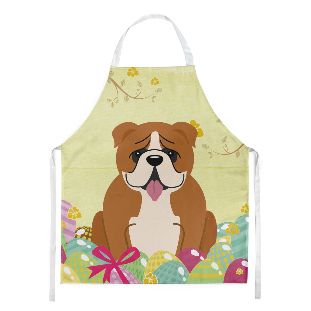 Easter Eggs English Bulldog Red White Apron Cooking Kitchen Server Baking Crafts Gardening for Adult Women Men, Unisex, Large, Multicolor