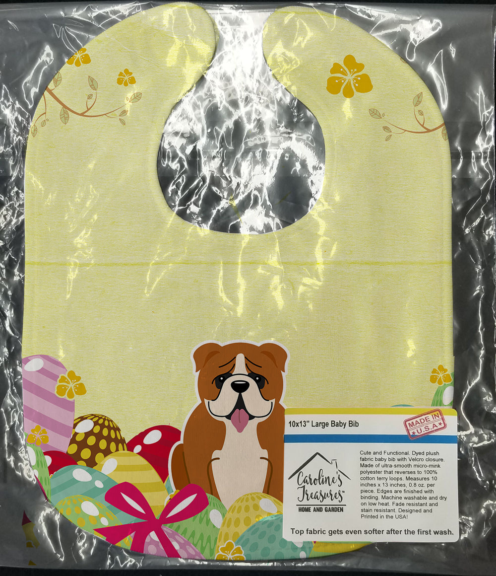 Easter Eggs English Bulldog Red White Baby Bib Easy-Clean Baby Bib Baby Feeding Accessory Baby Mealtime Essential, 10 x 13, Multicolor