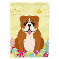 Easter Eggs English Bulldog Red White House Flag 28x40 Porch Sleeve Pole Decorative Outside Yard Banner Artwork Wall Hanging, Polyester