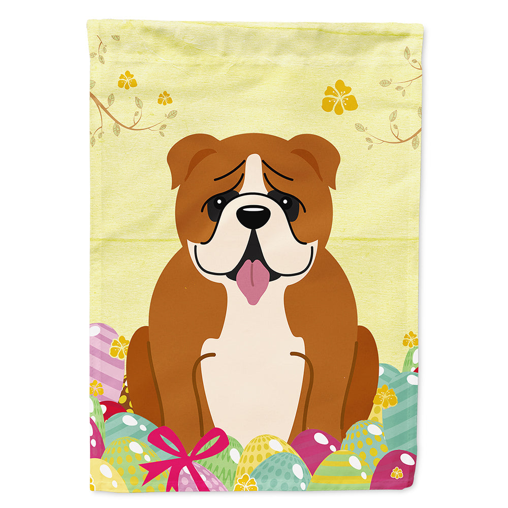 Easter Eggs English Bulldog Red White House Flag 28x40 Porch Sleeve Pole Decorative Outside Yard Banner Artwork Wall Hanging, Polyester