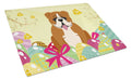 Easter Eggs English Bulldog Red White Cutting Board Tempered Glass Kitchen Cutting Surface, Heat Resistant Chopping, Non-Slip Feet, Food Prep & Serving