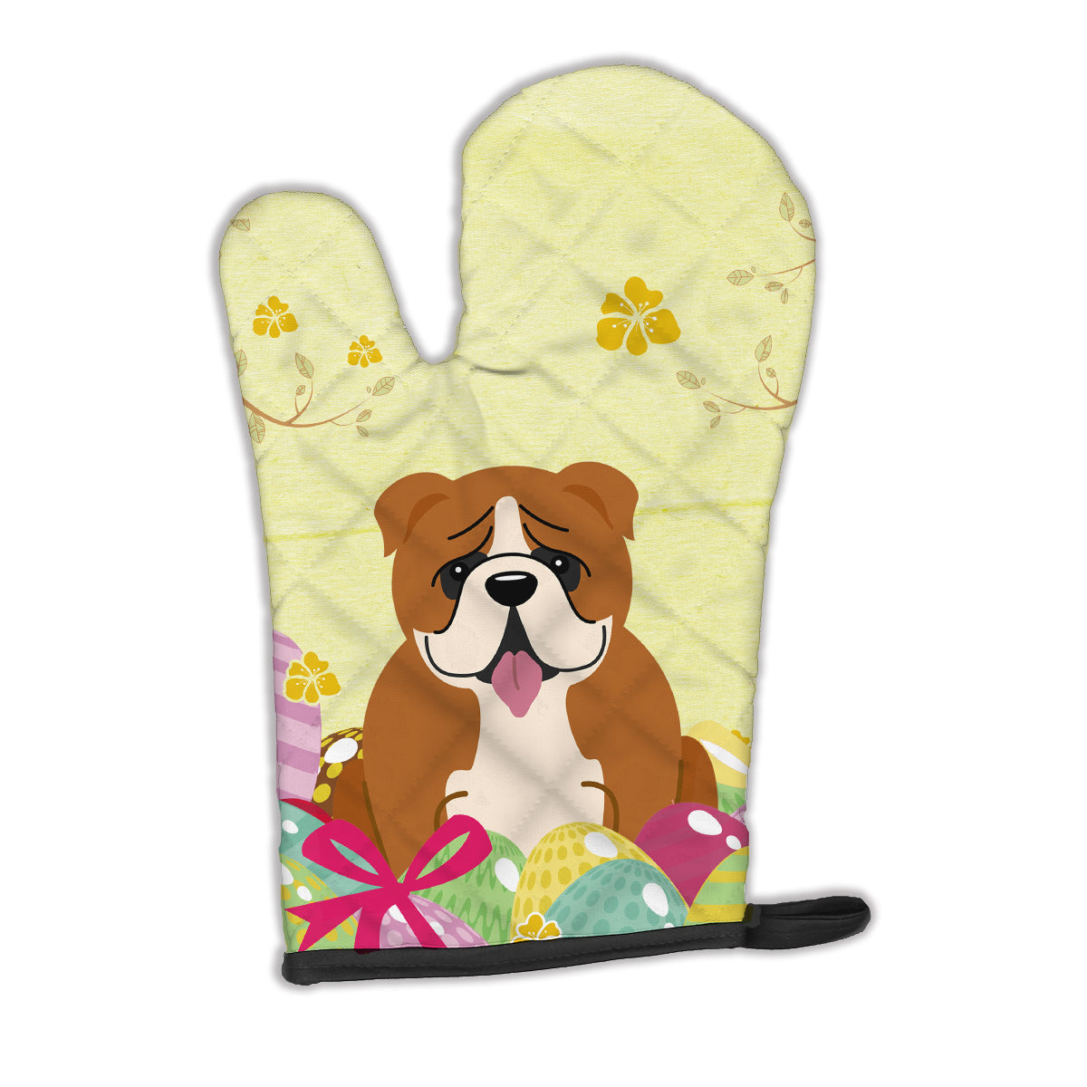Easter Eggs English Bulldog Red White Oven Mitt Heat Resistant Thick Oven Mitt for Hot Pans and Oven, Kitchen Mitt Protect Hands, Cooking Baking Glove
