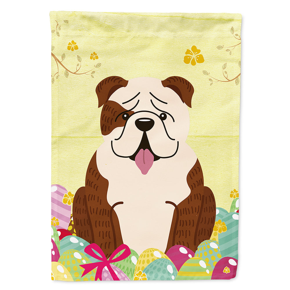 Easter Eggs English Bulldog Brindle White House Flag 28x40 Porch Sleeve Pole Decorative Outside Yard Banner Artwork Wall Hanging, Polyester