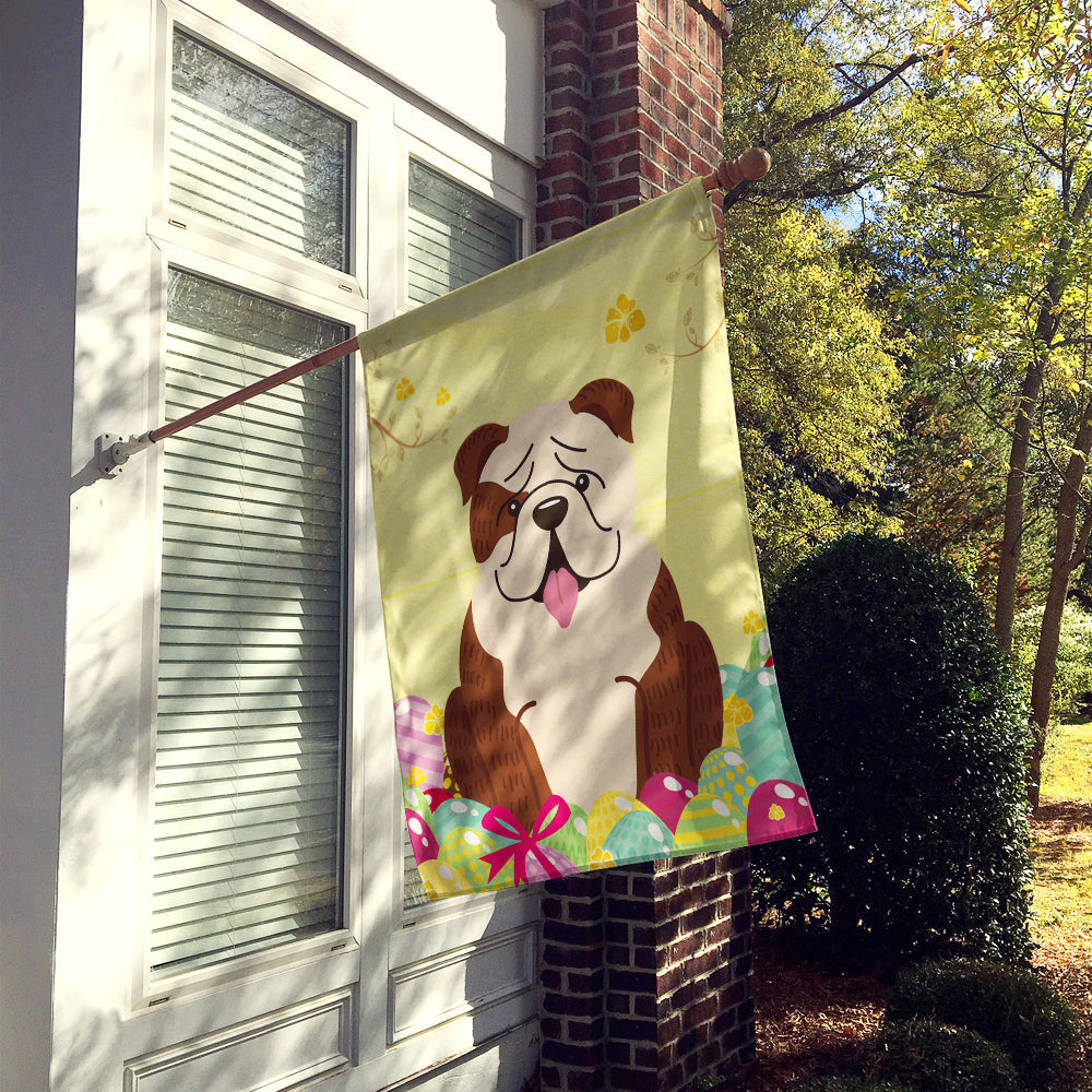 Easter Eggs English Bulldog Brindle White House Flag 28x40 Porch Sleeve Pole Decorative Outside Yard Banner Artwork Wall Hanging, Polyester