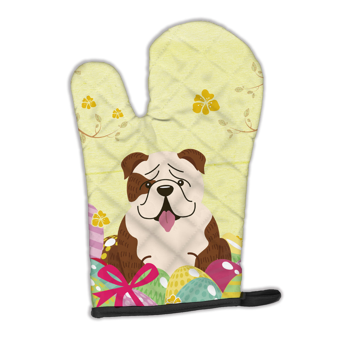 Easter Eggs English Bulldog Brindle White Oven Mitt Heat Resistant Thick Oven Mitt for Hot Pans and Oven, Kitchen Mitt Protect Hands, Cooking Baking Glove
