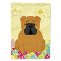 Easter Eggs English Bulldog Red House Flag 28x40 Porch Sleeve Pole Decorative Outside Yard Banner Artwork Wall Hanging, Polyester