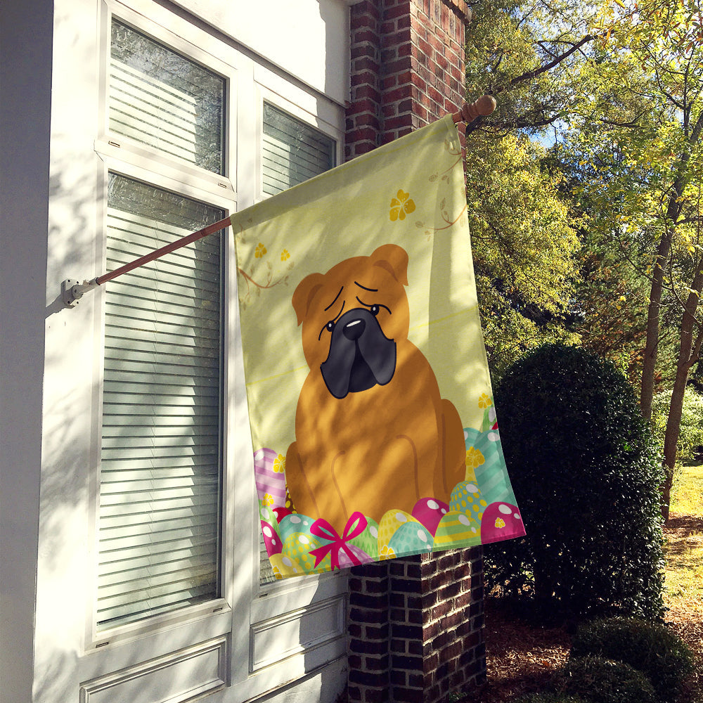 Easter Eggs English Bulldog Red House Flag 28x40 Porch Sleeve Pole Decorative Outside Yard Banner Artwork Wall Hanging, Polyester