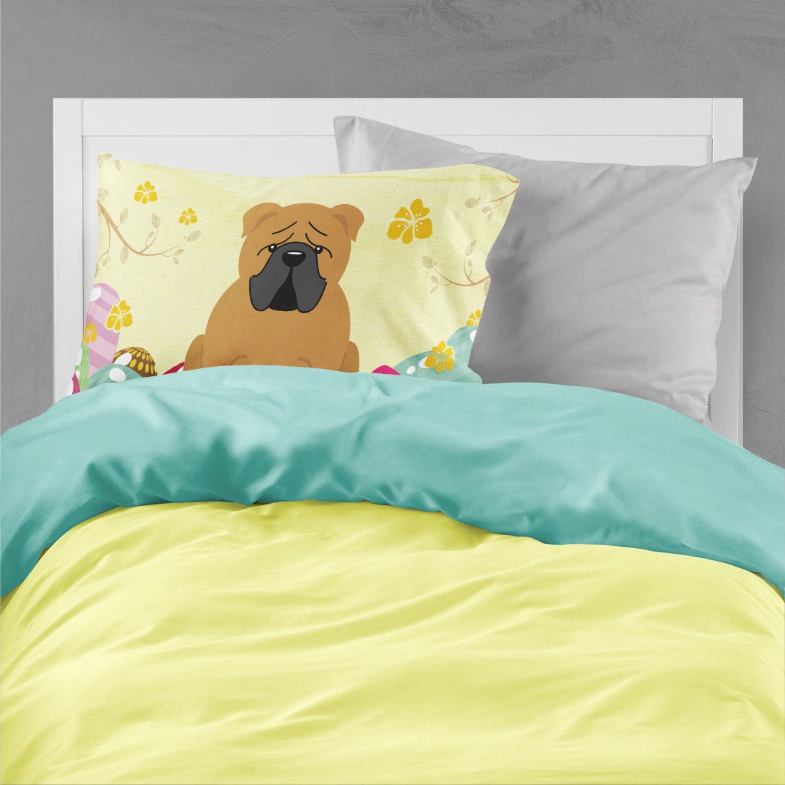Easter Eggs English Bulldog Red Standard Pillowcase Lightweight Super Soft Easy Care Decorative Artwork Pillowcase, Standard
