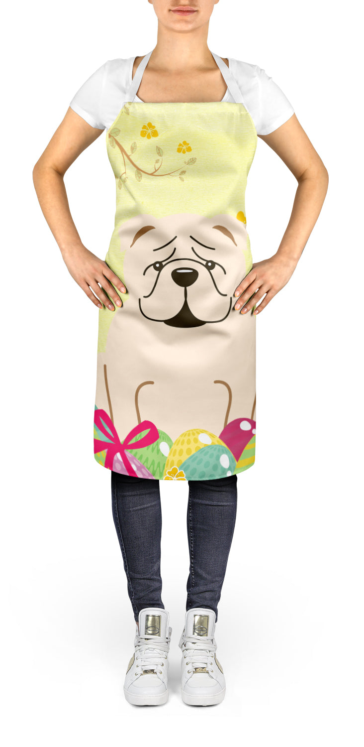 Easter Eggs English Bulldog White Apron Cooking Kitchen Server Baking Crafts Gardening for Adult Women Men, Unisex, Large, Multicolor