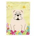Easter Eggs English Bulldog White House Flag 28x40 Porch Sleeve Pole Decorative Outside Yard Banner Artwork Wall Hanging, Polyester