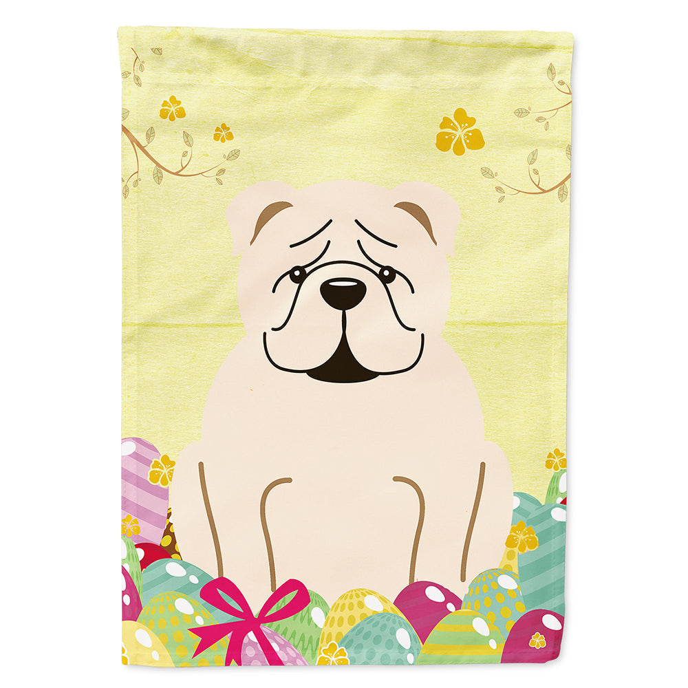 Easter Eggs English Bulldog White House Flag 28x40 Porch Sleeve Pole Decorative Outside Yard Banner Artwork Wall Hanging, Polyester