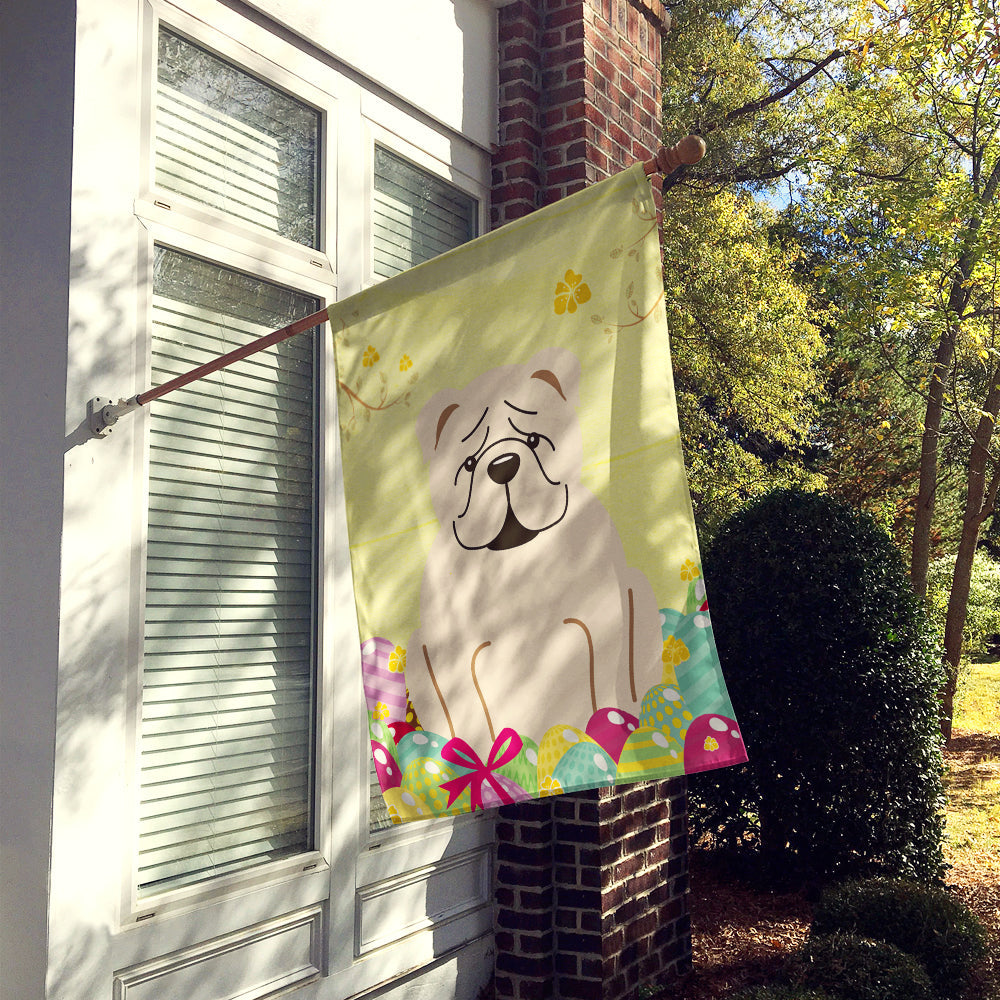 Easter Eggs English Bulldog White House Flag 28x40 Porch Sleeve Pole Decorative Outside Yard Banner Artwork Wall Hanging, Polyester