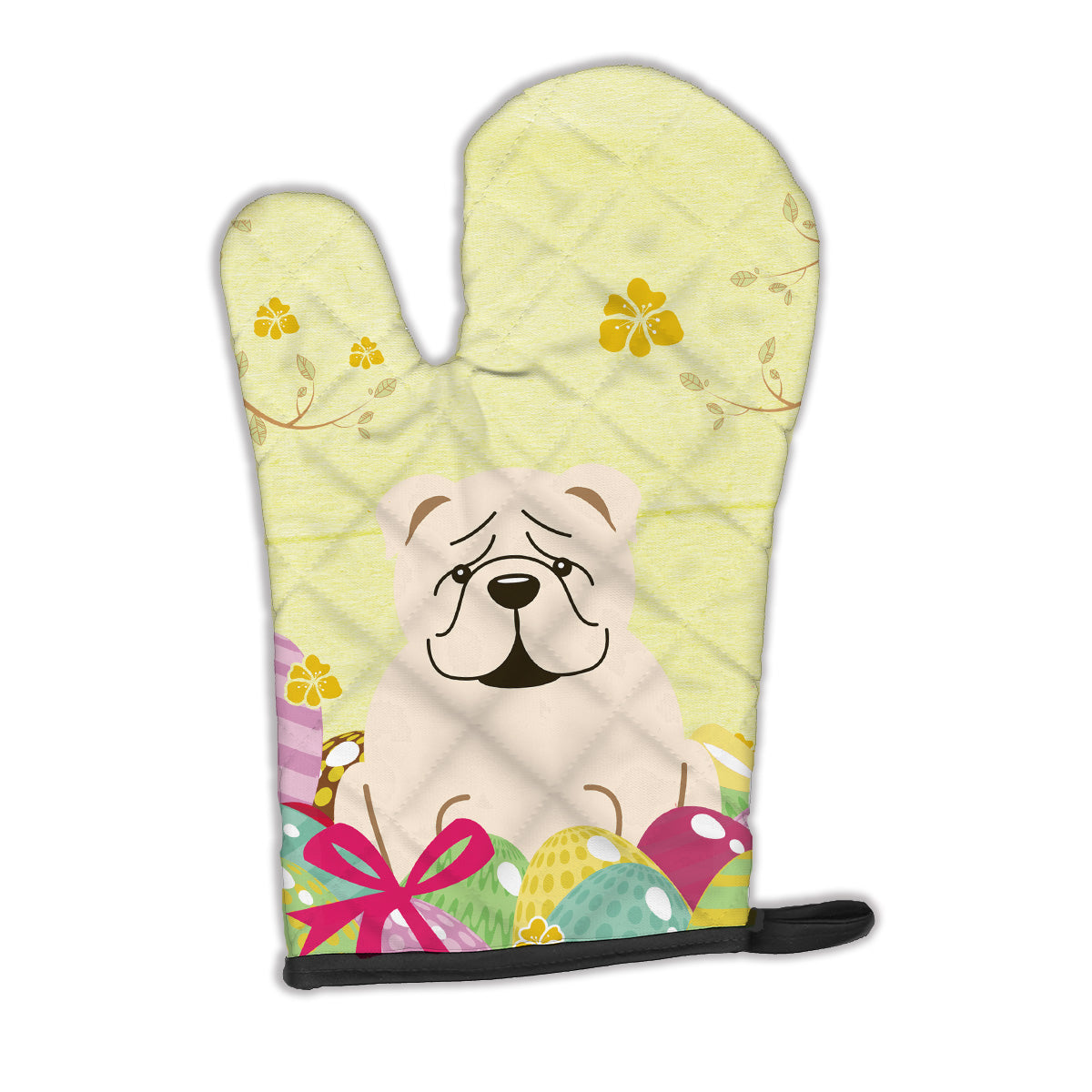 Easter Eggs English Bulldog White Oven Mitt Heat Resistant Thick Oven Mitt for Hot Pans and Oven, Kitchen Mitt Protect Hands, Cooking Baking Glove