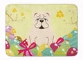 Easter Eggs English Bulldog White Memory Foam Kitchen Mat Machine Washable Anti-Fatigue Cushion Comfort Bath or Kitchen Rug