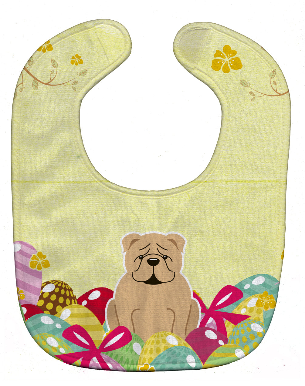 Easter Eggs English Bulldog Fawn Baby Bib Easy-Clean Baby Bib Baby Feeding Accessory Baby Mealtime Essential, 10 x 13, Multicolor