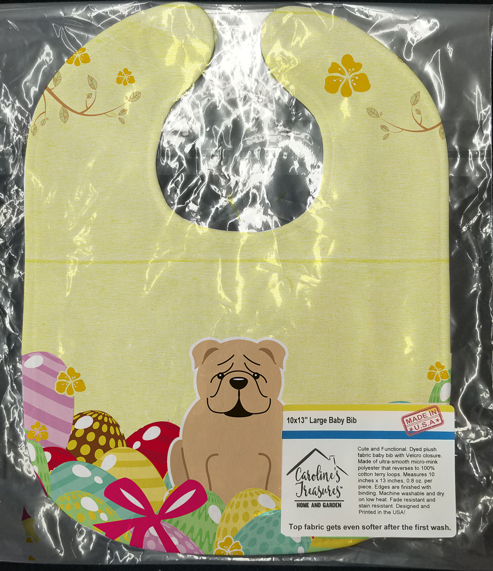 Easter Eggs English Bulldog Fawn Baby Bib Easy-Clean Baby Bib Baby Feeding Accessory Baby Mealtime Essential, 10 x 13, Multicolor