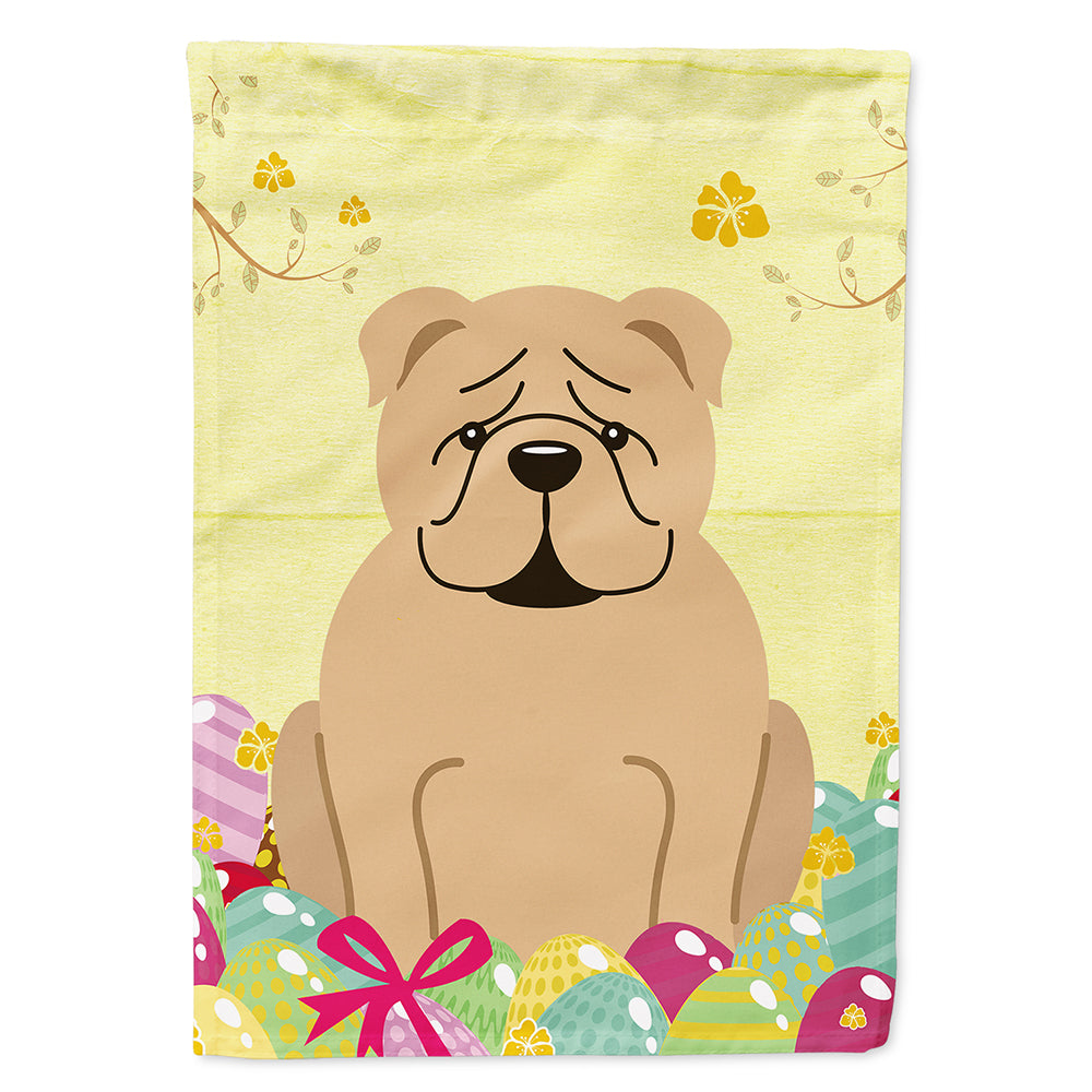 Easter Eggs English Bulldog Fawn House Flag 28x40 Porch Sleeve Pole Decorative Outside Yard Banner Artwork Wall Hanging, Polyester