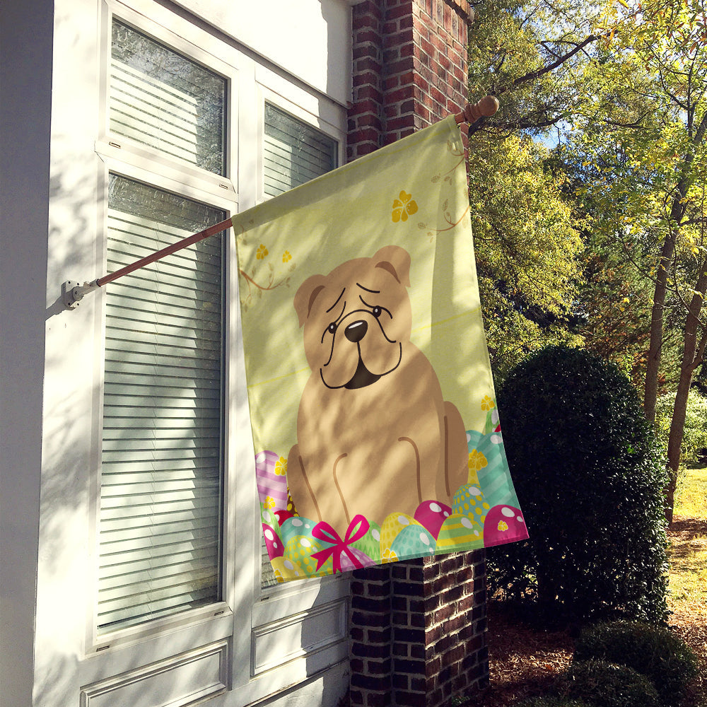 Easter Eggs English Bulldog Fawn House Flag 28x40 Porch Sleeve Pole Decorative Outside Yard Banner Artwork Wall Hanging, Polyester