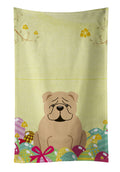 Easter Eggs English Bulldog Fawn Kitchen Towel Velour Plush Front and Cotton Loop Back Machine Washable
