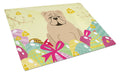 Easter Eggs English Bulldog Fawn Cutting Board Tempered Glass Kitchen Cutting Surface, Heat Resistant Chopping, Non-Slip Feet, Food Prep & Serving