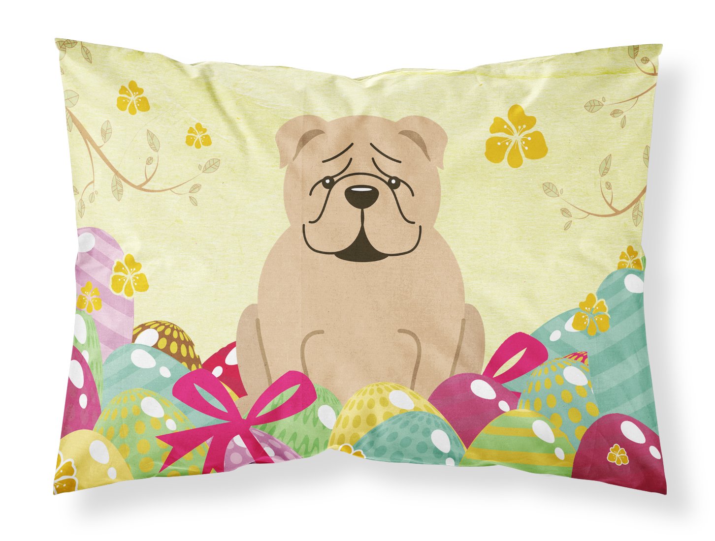 Easter Eggs English Bulldog Fawn Standard Pillowcase Lightweight Super Soft Easy Care Decorative Artwork Pillowcase, Standard