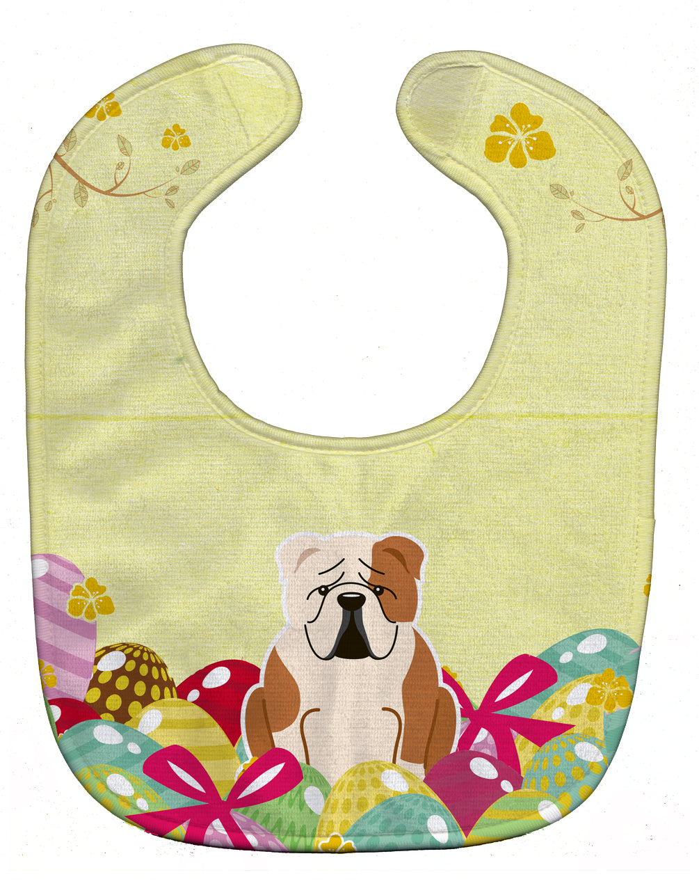 Easter Eggs English Bulldog Fawn White Baby Bib Easy-Clean Baby Bib Baby Feeding Accessory Baby Mealtime Essential, 10 x 13, Multicolor