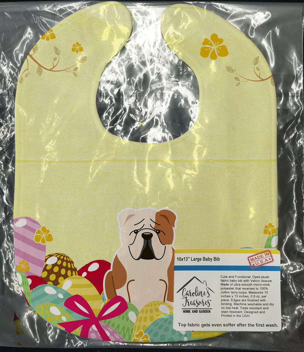 Easter Eggs English Bulldog Fawn White Baby Bib Easy-Clean Baby Bib Baby Feeding Accessory Baby Mealtime Essential, 10 x 13, Multicolor
