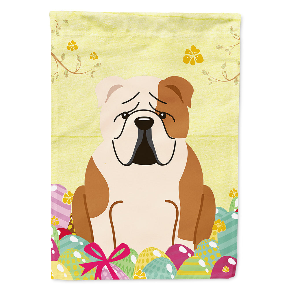 Easter Eggs English Bulldog Fawn White House Flag 28x40 Porch Sleeve Pole Decorative Outside Yard Banner Artwork Wall Hanging, Polyester
