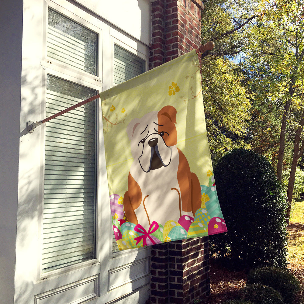 Easter Eggs English Bulldog Fawn White House Flag 28x40 Porch Sleeve Pole Decorative Outside Yard Banner Artwork Wall Hanging, Polyester