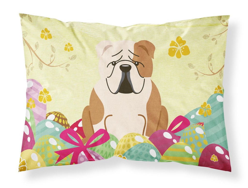 Easter Eggs English Bulldog Fawn White Standard Pillowcase Lightweight Super Soft Easy Care Decorative Artwork Pillowcase, Standard