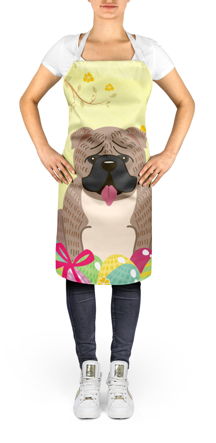 Easter Eggs English Bulldog Grey Brindle  Apron Cooking Kitchen Server Baking Crafts Gardening for Adult Women Men, Unisex, Large, Multicolor