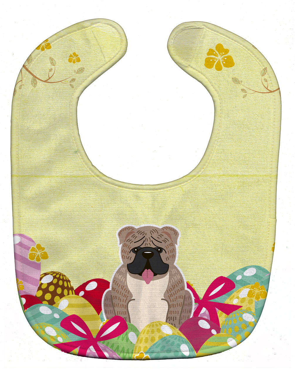 Easter Eggs English Bulldog Grey Brindle  Baby Bib Easy-Clean Baby Bib Baby Feeding Accessory Baby Mealtime Essential, 10 x 13, Multicolor