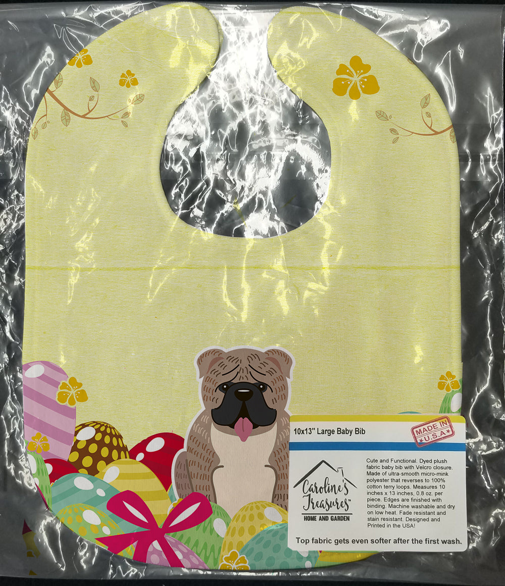 Easter Eggs English Bulldog Grey Brindle  Baby Bib Easy-Clean Baby Bib Baby Feeding Accessory Baby Mealtime Essential, 10 x 13, Multicolor