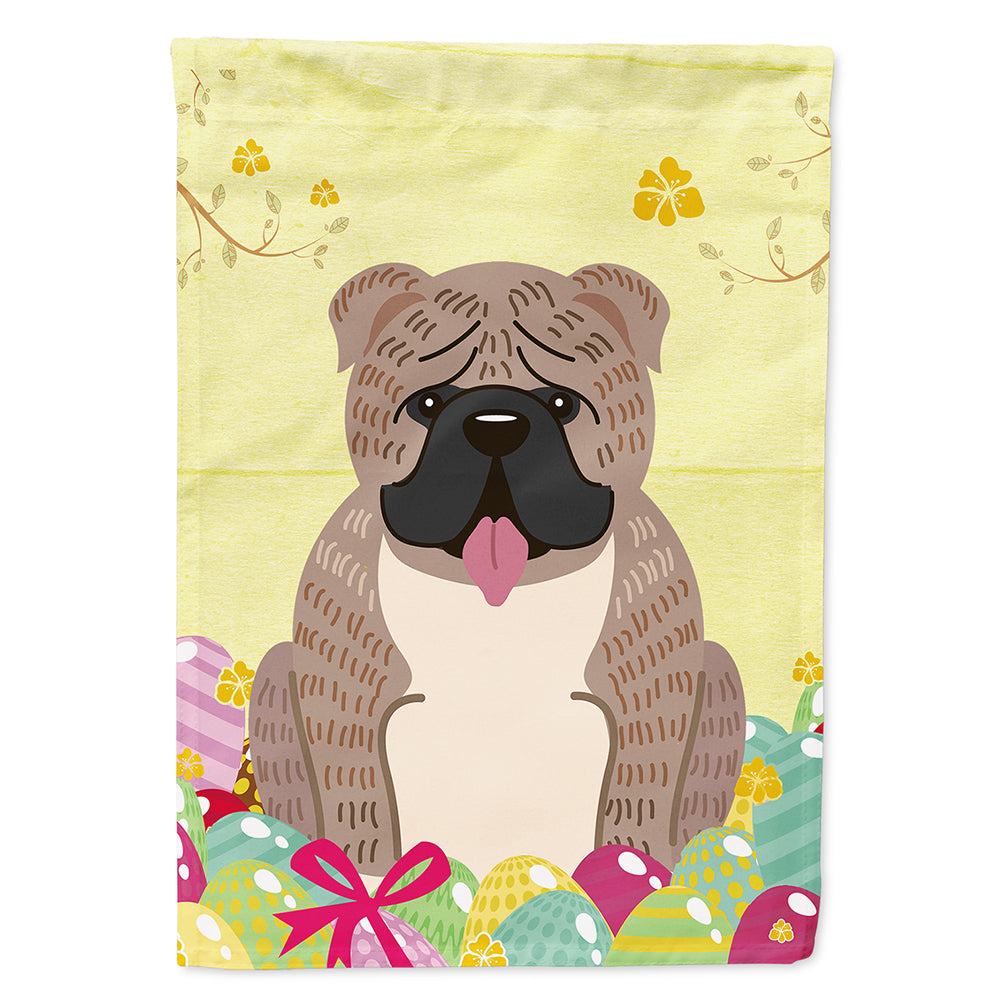 Easter Eggs English Bulldog Grey Brindle  House Flag 28x40 Porch Sleeve Pole Decorative Outside Yard Banner Artwork Wall Hanging, Polyester
