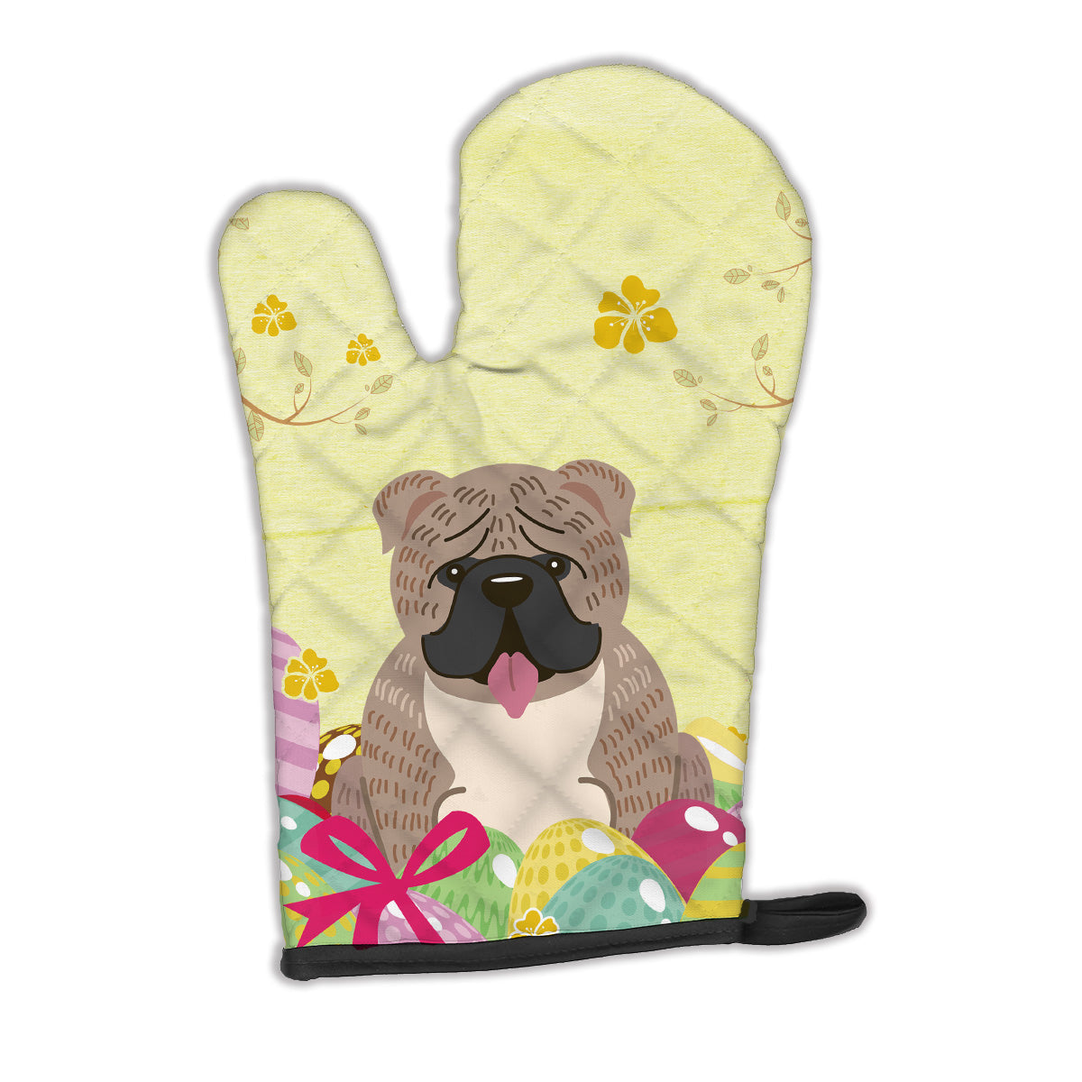 Easter Eggs English Bulldog Grey Brindle  Oven Mitt Heat Resistant Thick Oven Mitt for Hot Pans and Oven, Kitchen Mitt Protect Hands, Cooking Baking Glove