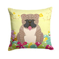 Easter Eggs English Bulldog Grey Brindle  Decorative Throw Pillow 14x14 Indoor Outdoor Accent Cushion, Fabric Cover with Insert for Sofa, Bed, Porch & Living Room