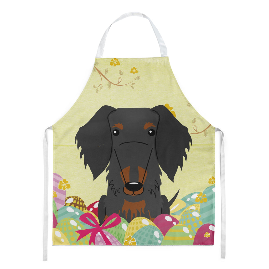 Easter Eggs Wire Haired Dachshund Black Tan Apron Cooking Kitchen Server Baking Crafts Gardening for Adult Women Men, Unisex, Large, Multicolor