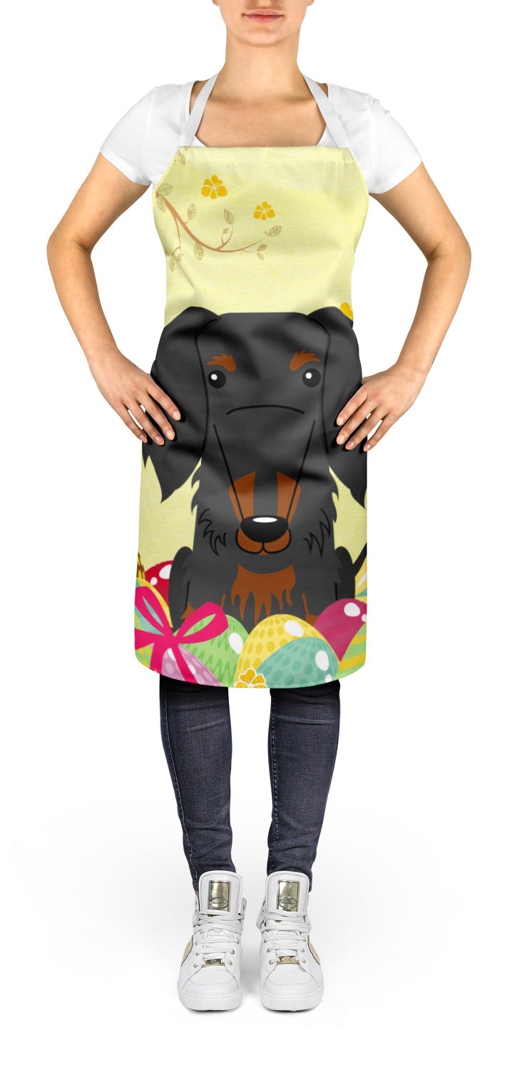 Easter Eggs Wire Haired Dachshund Black Tan Apron Cooking Kitchen Server Baking Crafts Gardening for Adult Women Men, Unisex, Large, Multicolor