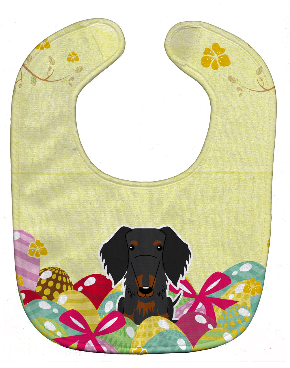 Easter Eggs Wire Haired Dachshund Black Tan Baby Bib Easy-Clean Baby Bib Baby Feeding Accessory Baby Mealtime Essential, 10 x 13, Multicolor